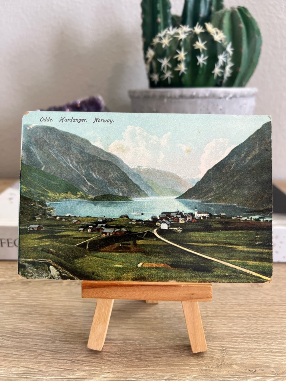 Vintage Norway Postcard Odde Hardanger Fjord Scenic Village Mountain Lake View